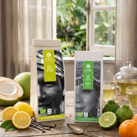 Lot de 2 thés verts équitables : Earl grey & Coco Citron